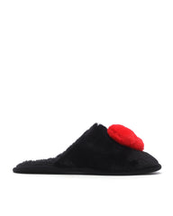 Heart logo plush slippers
