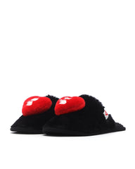 Heart logo plush slippers